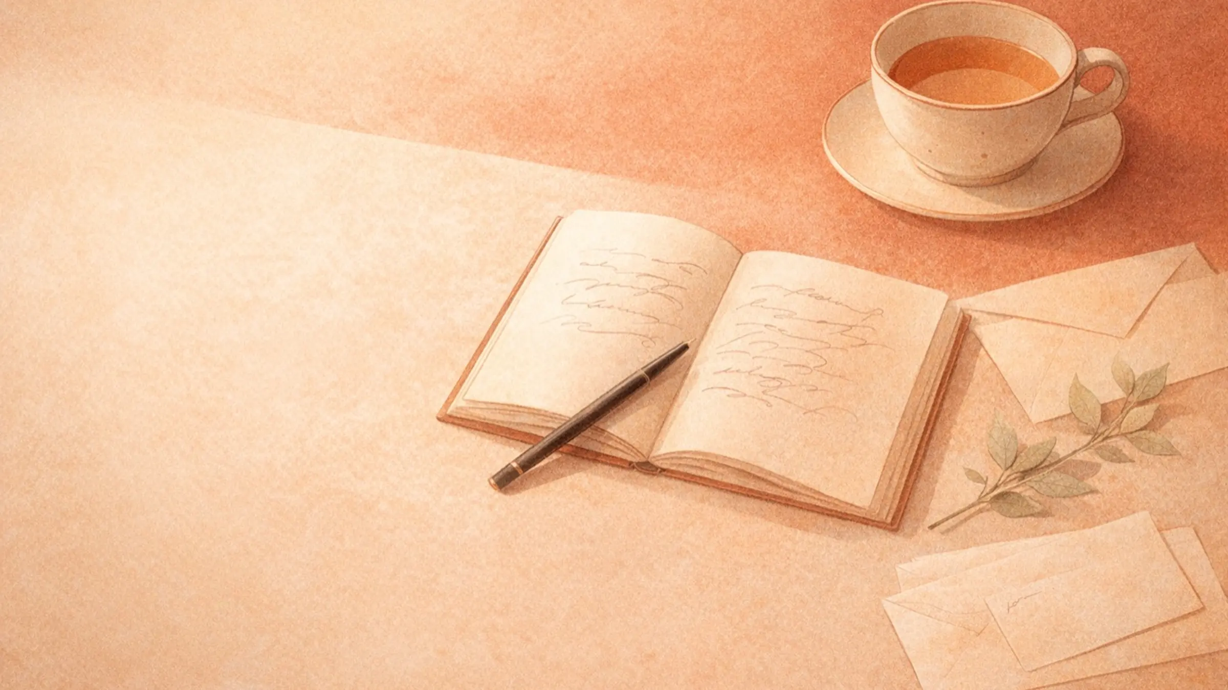 Editorial still life with notebook and warm neutral paper textures