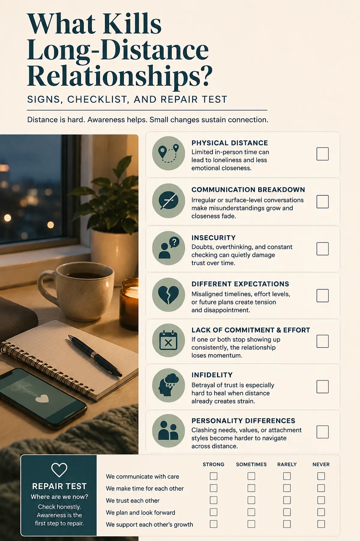 What Kills Long-Distance Relationships Pinterest checklist