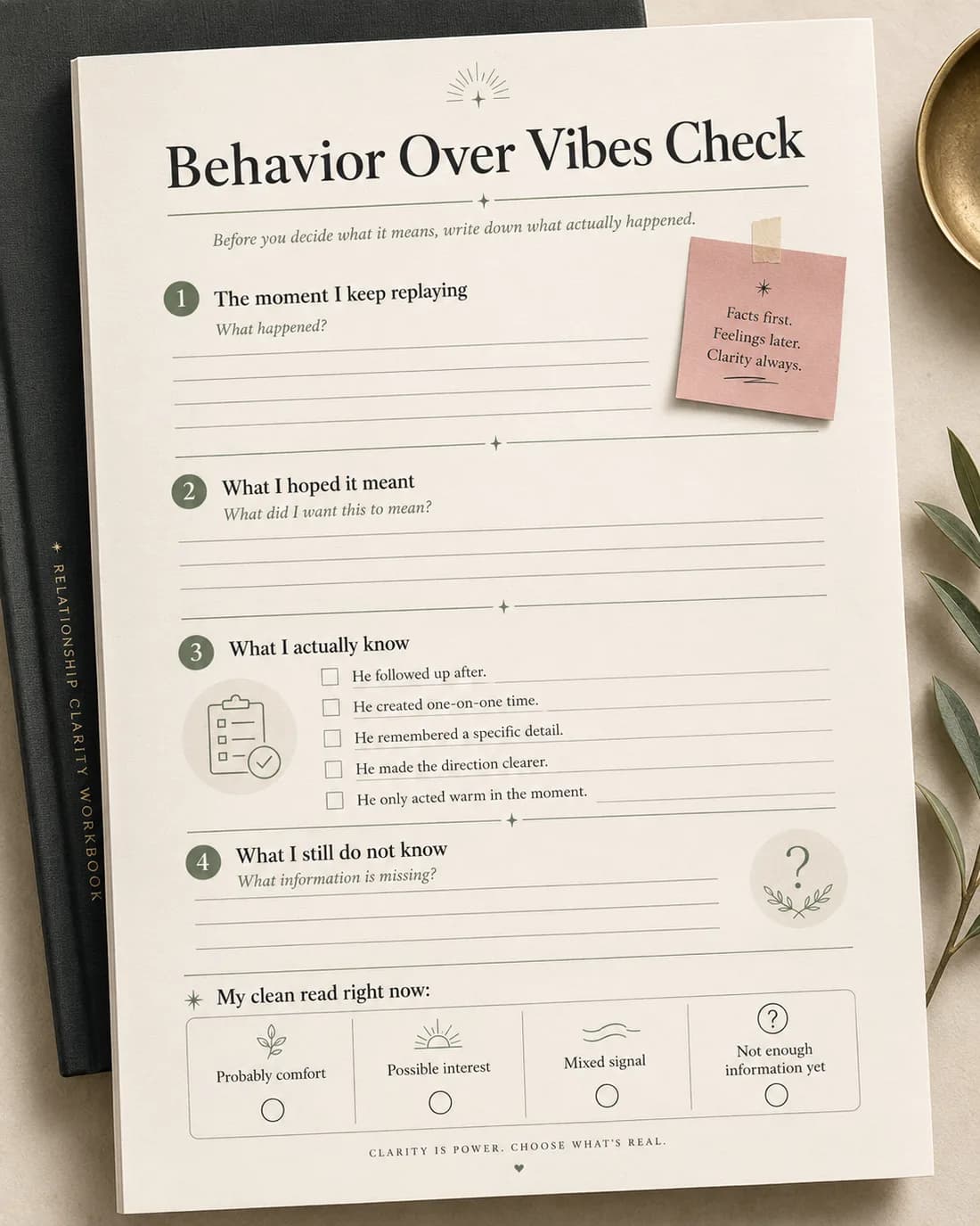 Behavior Over Vibes Check worksheet preview