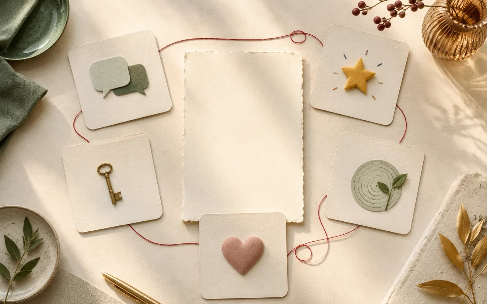 A premium Green Flags Quiz result report surface with five relationship strength cards