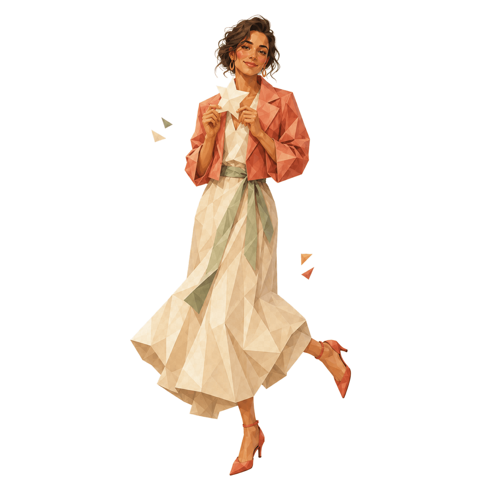 A faceted full-body playfulness green flag avatar