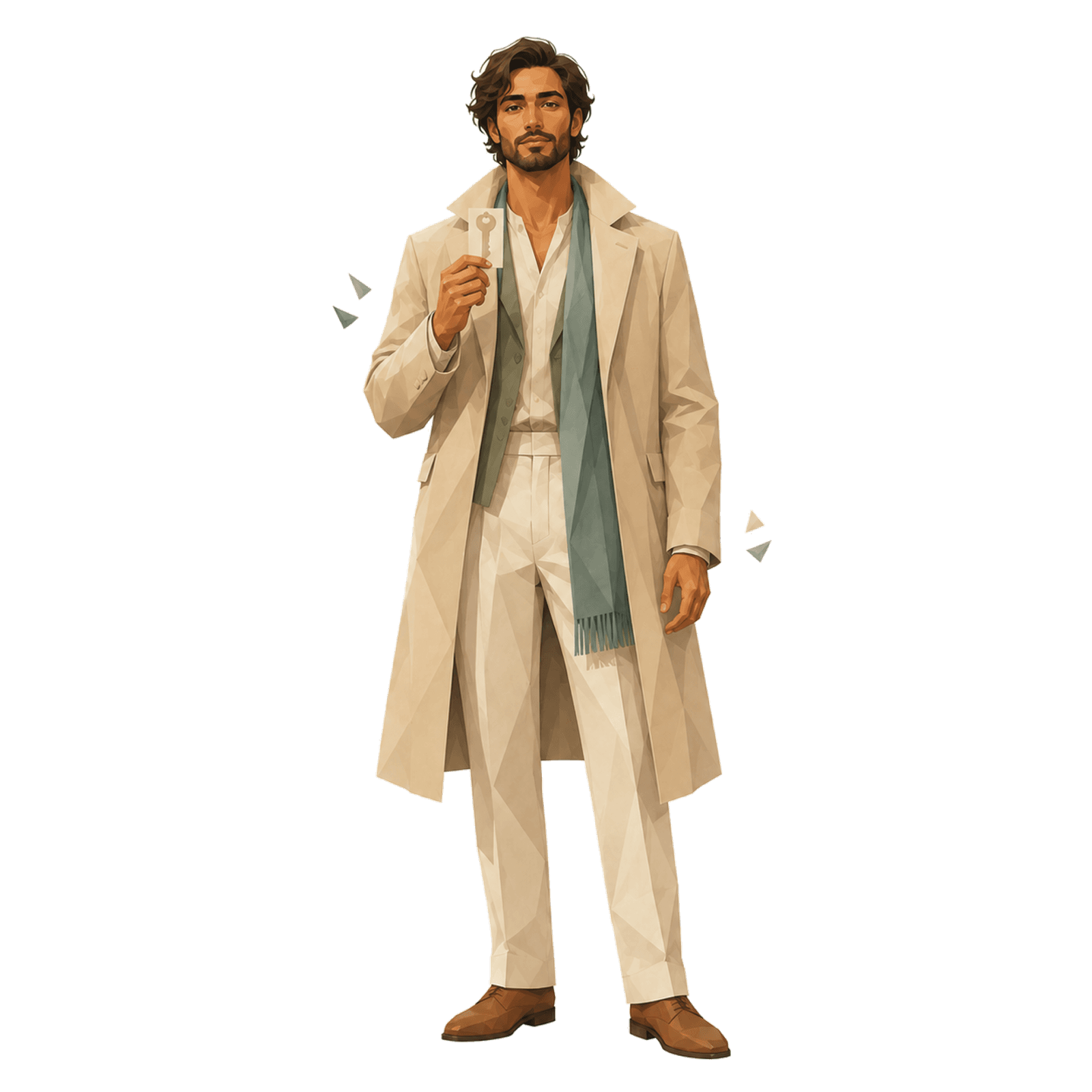 A faceted full-body trust green flag avatar