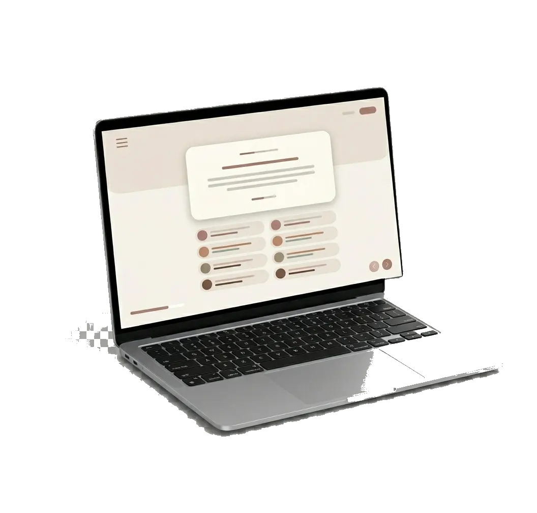 A laptop mockup showing a guided relationship clarity interface
