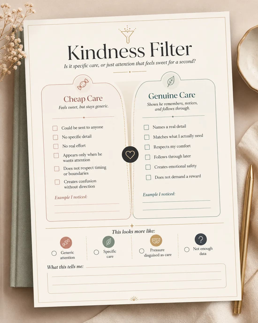 Kindness Filter worksheet preview