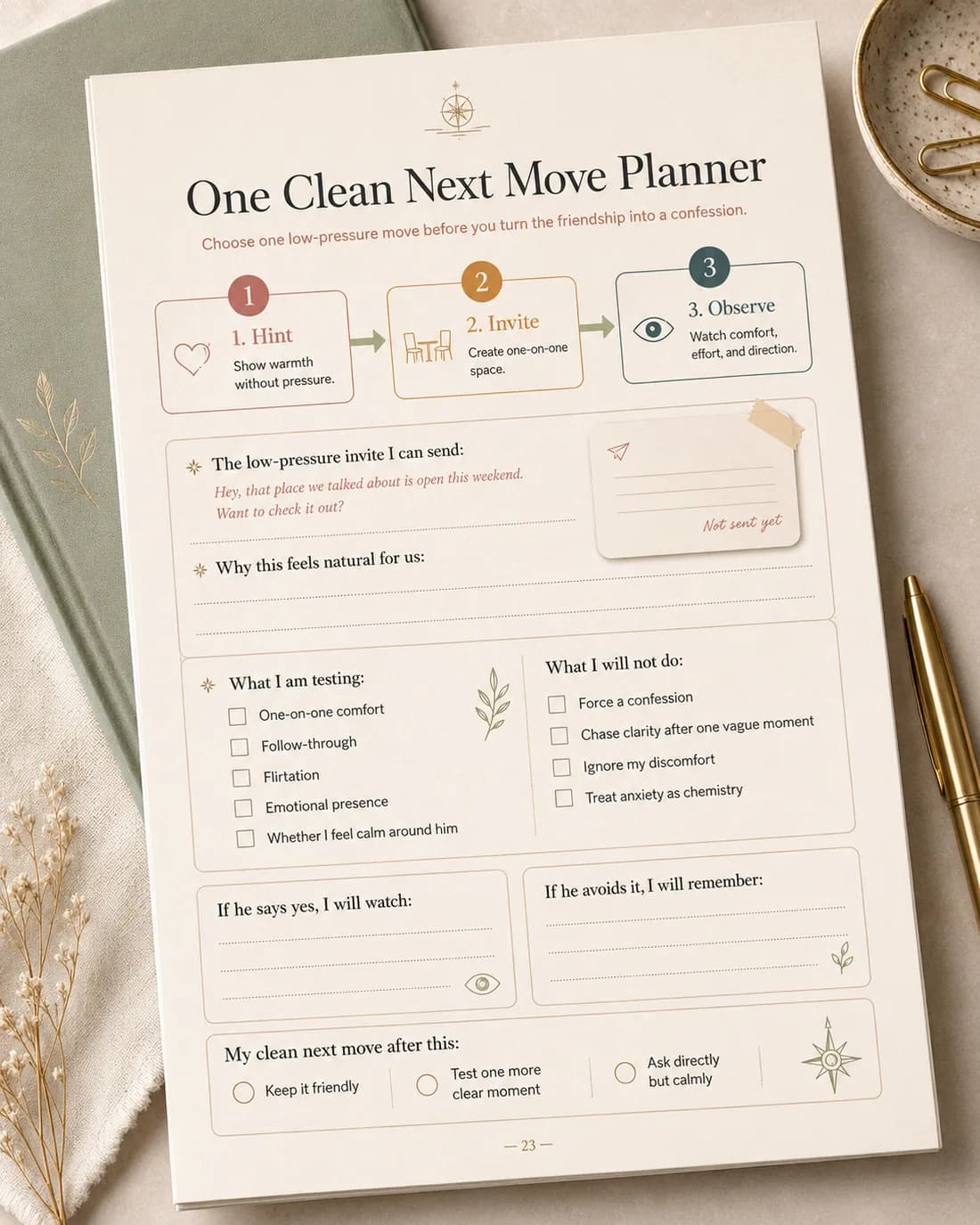 One Clean Next Move Planner worksheet preview