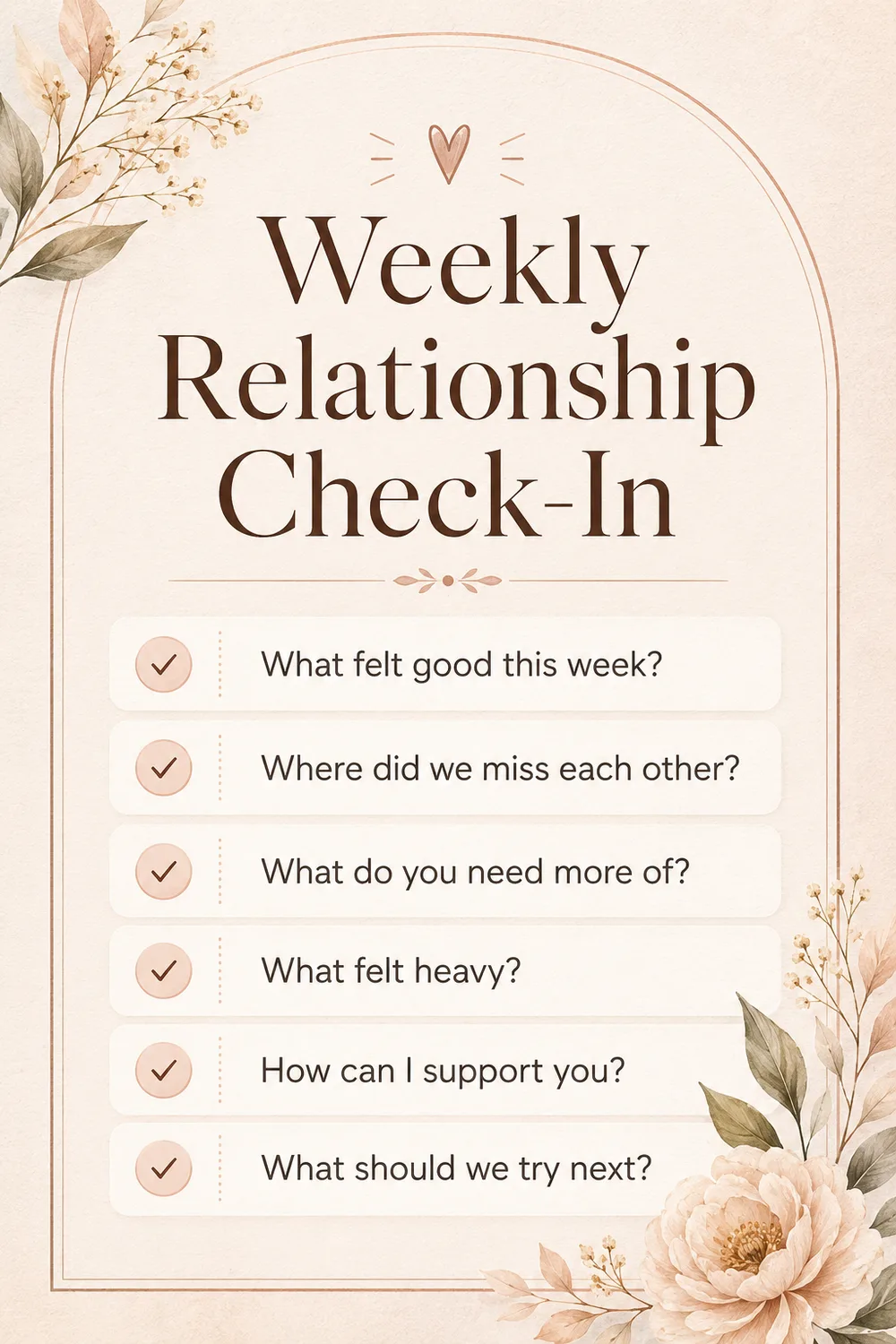 Weekly relationship check-in Pinterest guide
